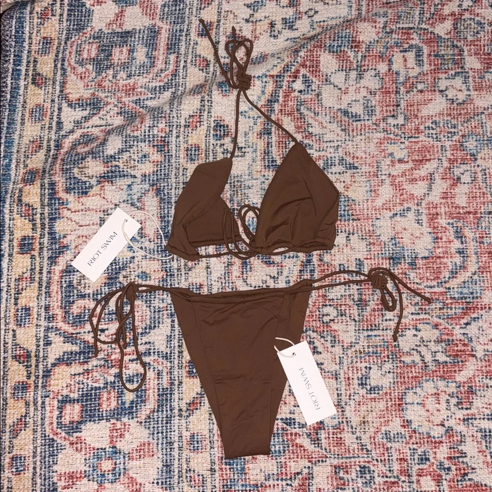 Riot Swim Bixi Bikini Set in Brown Sugar SZ XS NWT - Picture 4 of 5